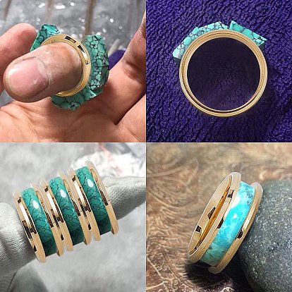 Réglages de bague rainurée en acier inoxydable, anneau de noyau vierge, pour la fabrication de bijoux en marqueterie