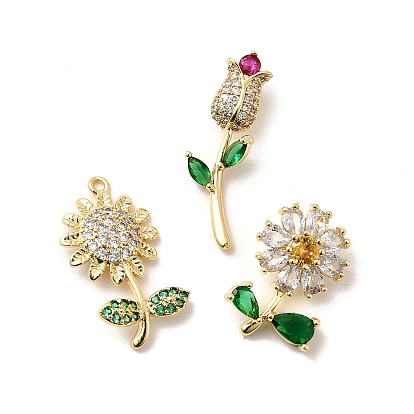 Латунные микро проложить кубического циркония подвески, цветок