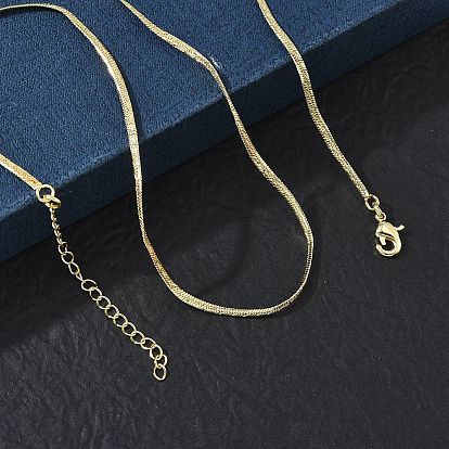 4MM Brass Flat Snake Chain Necklaces for Women, Long-Lasting Plated