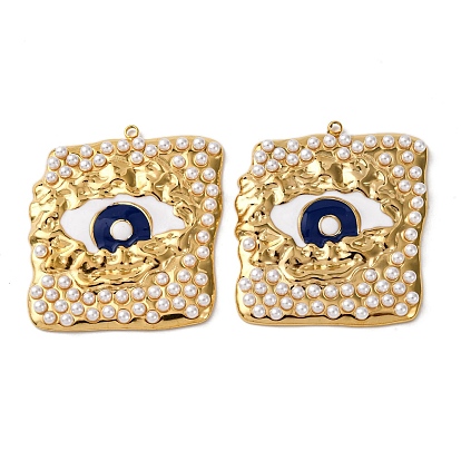 304 нержавеющей стальной эмали подвески, Очарование глаз, с пластмассовой жемчужиной abs, вакуумное покрытие pvd