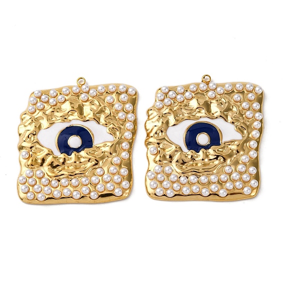 304 нержавеющей стальной эмали подвески, Очарование глаз, с пластмассовой жемчужиной abs, вакуумное покрытие pvd