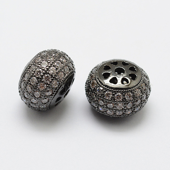 Латунные микро проложить кубического циркония бусы, плоско-круглые, без свинца и без никеля 