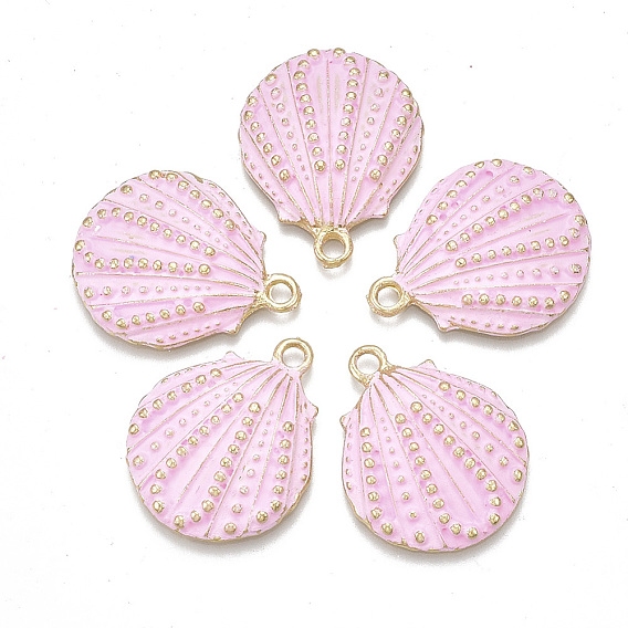 Spray Painted Alloy Pendants, Scallop, Light Gold