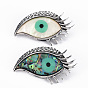 Eagle Eye Shape Natural Shell Brooch Pin, Alloy Enamel Pin for Backpack Clothing, Lead Free & Cadmium Free, Antique Silver