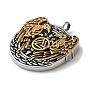Ion Plating(IP) 304 Stainless Steel Pendants, Flat Round with Eagle & Valknut Charm