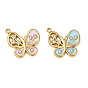 304 acier inoxydable émail pendentifs, avec strass, charmes de papillon, réel 18 k plaqué or