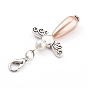 Imitation Pearl Acrylic Pendants, Antique Silver Heart Beads, with Platinum Alloy Lobster Claw Clasps, Angel & Wings