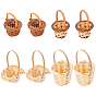 8Pcs 4 Style Mini Rattan Bamboo Baskets, DIY Craft and Dollhouse Photography Props Decorations