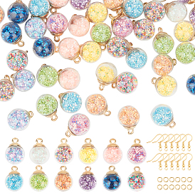 DIY Globe Dangle Earring Making Kits, Including Transparent Glass Globe Pendants, Sequins Beads inside, Brass Earring Hooks & Jump Rings, Round