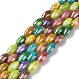 Cuentas de concha de perla natural hebras, teñido, color de ab, oval