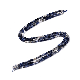 Gradient Color Natural Sodalite Beads Strands, Faceted, Cube