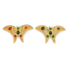 Retro Alloy Rhinestones Butterfly Brooches, Golden