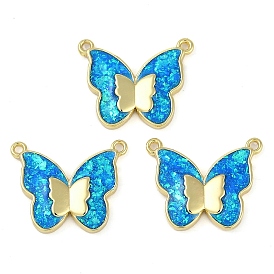 Rack Plating Brass Connector Charms, with Synthetic Opal, Long-Lasting Plated, Lead Free & Cadmium Free, Butterfly