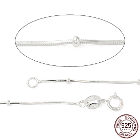 Стерлингового серебра цепи змейки ожерелья, с бисером, с печатью 925