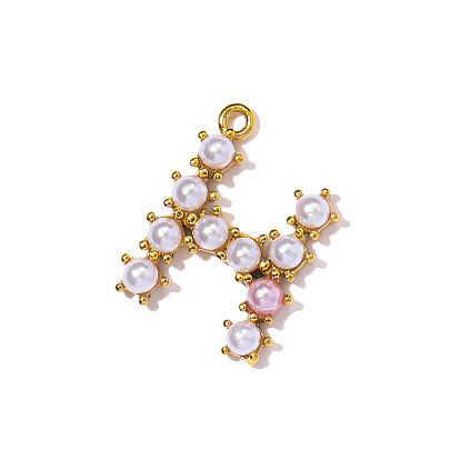 304 подвески из нержавеющей стали, с абс пластмассовой имитационной жемчужиной, ионное покрытие (ip), реальный 18 k позолоченный, зеркальная полировка