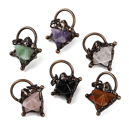 Подвески со звездами Меркаба из драгоценных камней, латунные подвески-звезды с кольцами-прыгунами, Красная медь