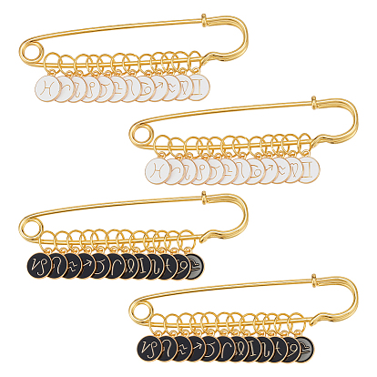 4 шт. 2 стили, подвесные маркеры с эмалью из сплава и фиксирующими стежками, плоский круглый с созвездиями, с кольца прыжок из латуни