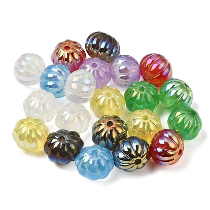 Perles de résine opaques de placage uv, iridescent, citrouille