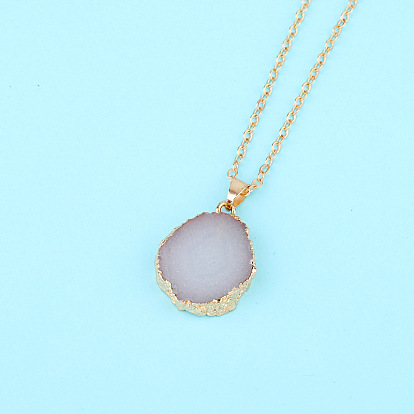 Irregular Sunflower Pendant Necklace with Resin Stone for Women