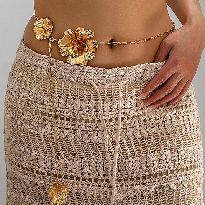 Sommerlicher Strandgürtel aus Legierung mit geknitterter Blumenanhängerkette für Damen