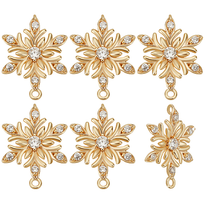 10 Шт. латунь Micro Pave прозрачный кубический цирконий соединительные подвески, цветок ссылки