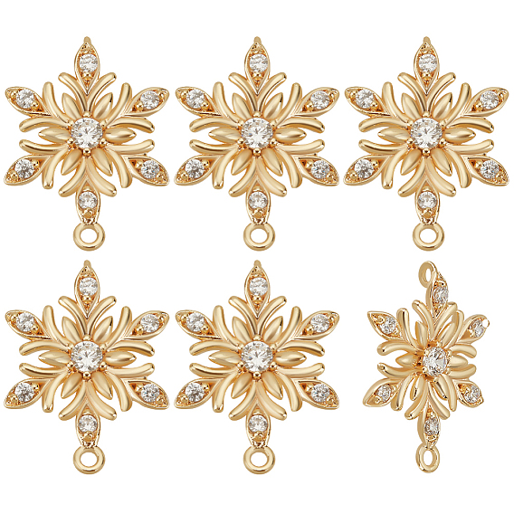 10 Шт. латунь Micro Pave прозрачный кубический цирконий соединительные подвески, цветок ссылки