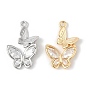 Латунные микропаве прозрачные подвески с фианитом, без кадмия, без никеля и без свинца, бабочки прелести