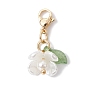 Décorations de pendentif de perle de coquille de fleur, avec 304 acier inoxydable fermoir pince de homard