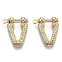 Brass Micro Pave Clear Cubic Zirconia D-Ring Anchor Shackle Clasps, for Bracelets Making, Nickel Free, V Shape
