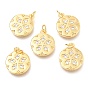 Messing micro pave klar zirkonia charme, mit Ringe springen, flach rund mit Blume