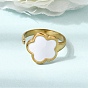 304 Stainless Steel Enamel Cuff Open Rings, Flower