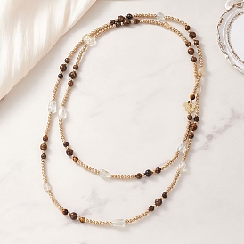 Длинные ожерелья из круглых бусин с драгоценными камнями, обвивающие голову, с CCB пластиковые шарики, золотые