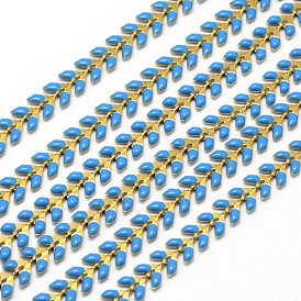 Цепочки ручной работы из латуни, с эмалированными початками, несварные, без свинца и без кадмия, 6x1.5 мм