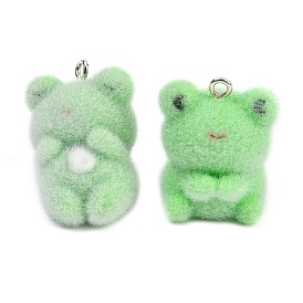 Подвески из непрозрачной смолы, лягушка, с платиновой петлей