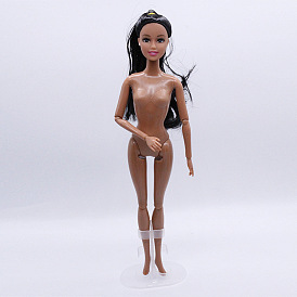 Plastic Movable Joints Action Figure Body, with Head & Straight High Ponytail Hairstyle, for Female African Doll Accessories Marking