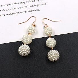 Chic and Elegant Multi-layered Pearl Earrings with Sparkling Diamond Accents