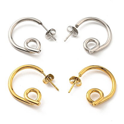 304 Stainless Steel Twist Knot Stud Earrings for Women