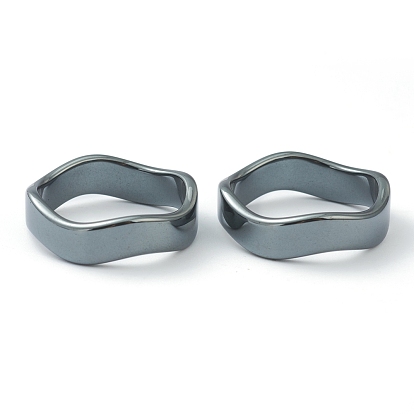 Non-magnetic Synthetic Hematite Finger Rings, Wave