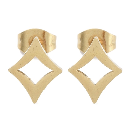 Вакуумное покрытие pvd 304 серьги-гвоздики из нержавеющей стали для женщин, полый ромб