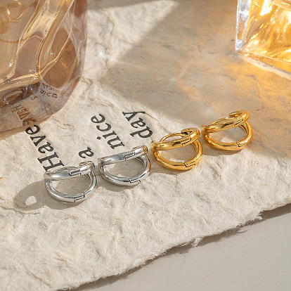 Двухслойные серьги-кольца из нержавеющей стали в форме буквы С