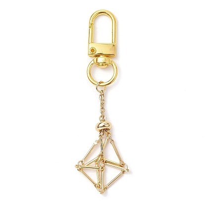 304 Décorations de pendentif de pochette de chaîne de support de pierre vide en acier inoxydable, fermoirs alliage pivotantes