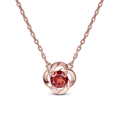 SHEGRACE Flower Glamourous Real Rose Gold Plated 925 Sterling Silver Pendant Necklaces, with Cubic Zirconia