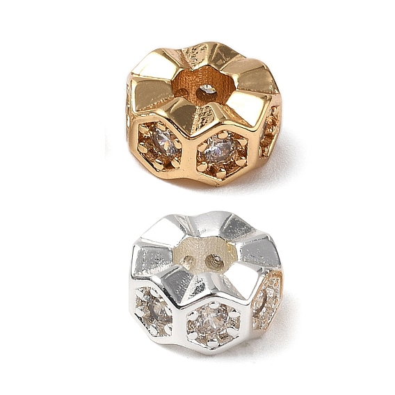 Латунные микро проложить кубического циркония бусы, без кадмия, без никеля и без свинца, плоско-круглые