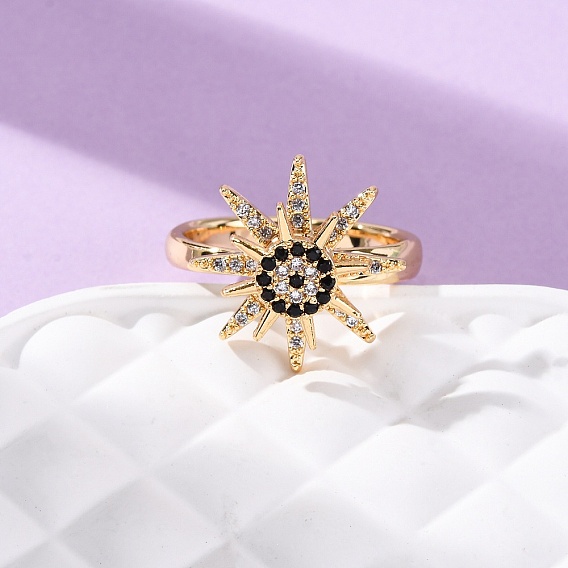 Латунные микро проложить пальцев кольца кубического циркония, восьмиконечная звезда