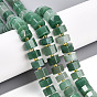 Естественный зеленый авантюрин бисер нитей, с бисером, восьмиугольная цилиндра