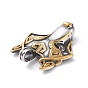 Tibetan Style Ion Plating(IP)304 Stainless Steel Pendants, with Rhinestone, Dog's Head Charms, Antique Silver & Golden