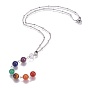 Chakra Jewelry, Stainless Steel Pendant Necklaces, with Natural Mixed Stone, Curb Chains with Rondelle Beads