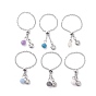 Einstellbare Fingerringe aus 304 Edelstahl, Schieberegler Ringe, mit natürlichen Edelsteinperlen und Strass, Edelstahl Farbe