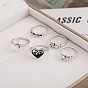 Retro Snake Heart Dice Ring Set - 6 Pieces of Creative Alloy Chain Rings