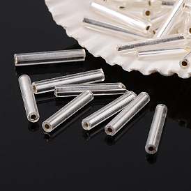 FGB Grade A Glass Bugle Beads, Silver Lined